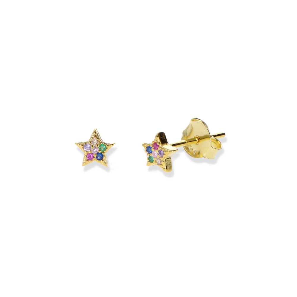pendientes estrella arcoíris dorado